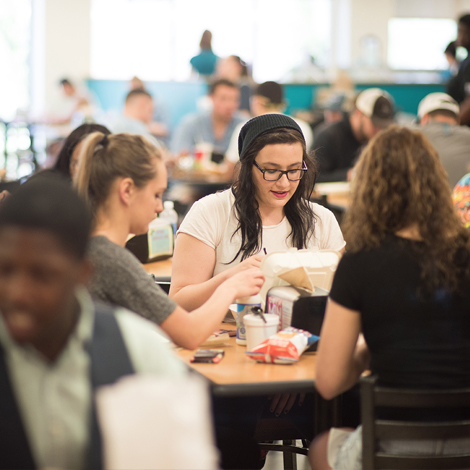 Students enjoy some lunch from Campus Dining in the Lib Jackson Student Union