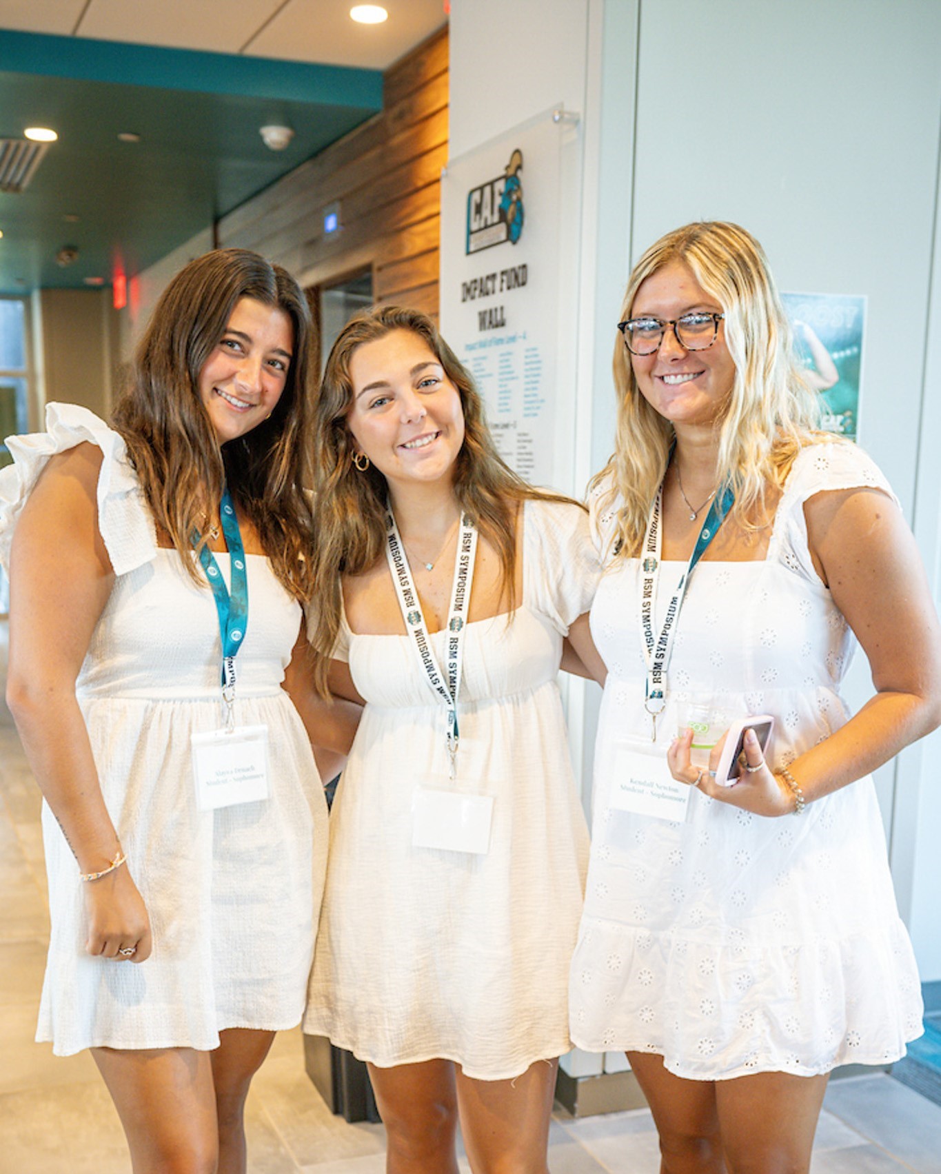 Three girls at the Symposium - All in white dresses
